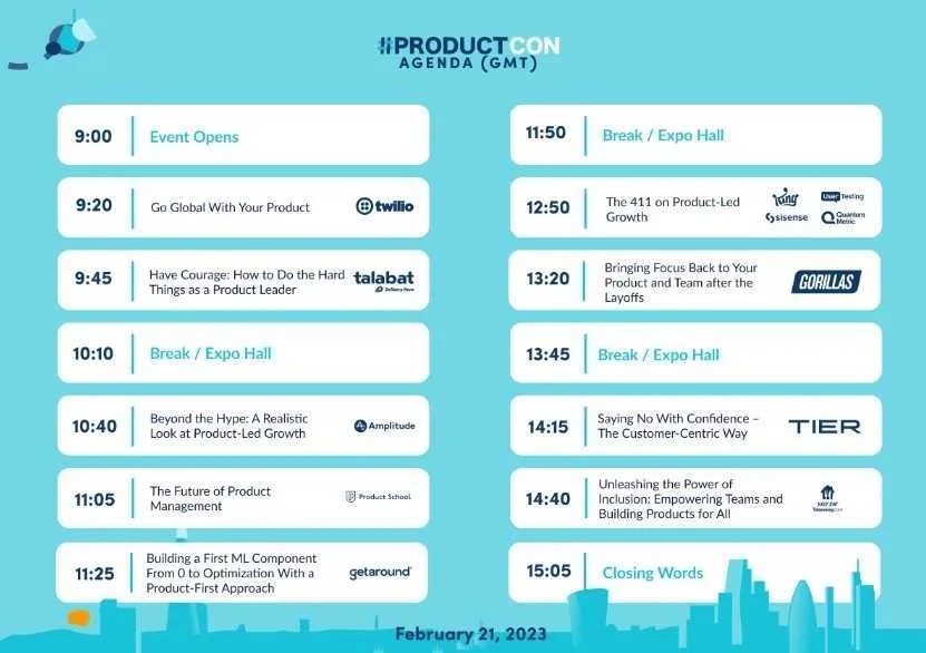 프로덕트콘 (2023년 2월) 의제와 진행 시간표