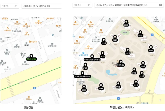 건물 타입별 지도