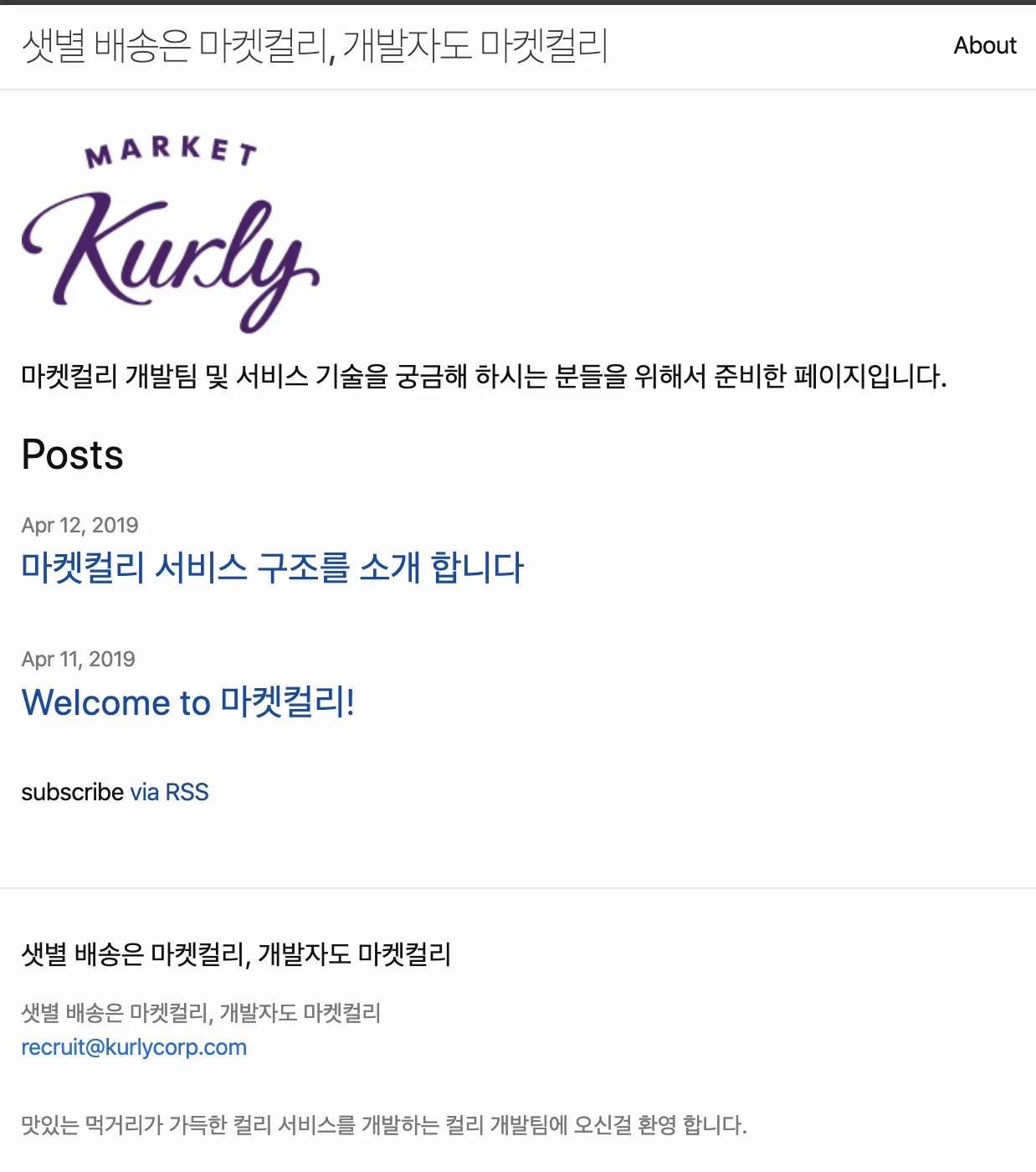 기술 블로그 v0.0.0 화면